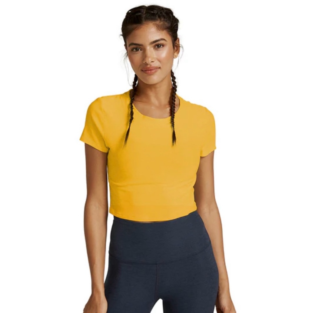 Beyond Yoga Yellow Crop T-Shirt Short Sleeve